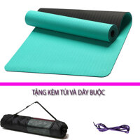 Thảm Tập Yoga Và Gym Chất Liệu Cao Cấp TPE 6mm 2 Lớp DNS012 Đại Nam Sport Chống Trơn Tặng Kèm Túi Và Dây Buộc - có túi - xanh ngọc