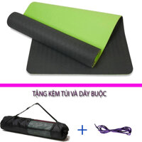 Thảm Tập Yoga Và Gym Chất Liệu Cao Cấp TPE 6mm 2 Lớp DNS012 Đại Nam Sport Chống Trơn Tặng Kèm Túi Và Dây Buộc - có túi - Xanh Đen - Xám