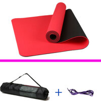Thảm Tập Yoga Và Gym Chất Liệu Cao Cấp TPE 6mm 2 Lớp DNS012 Đại Nam Sport Chống Trơn Tặng Kèm Túi Và Dây Buộc - có túi - Đỏ
