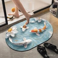 Thảm thấm nước 3D đất diatomaceous phổ biến, thảm chống trượt cho phòng tắm, thảm cửa ra vào nhà vệ sinh, thảm lối vào phòng khách