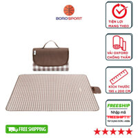 Thảm trải dã ngoại đi picnic 200x200 cm trải sàn CLEACCO   , đi pinic thiết kế gấp gọn tiện lợi mang đi BORO SPORT - Hàng chính hãng - Caro Nâu