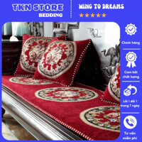 Thảm trải ghế gỗ tây âu TKN Store, Thảm trải ghế gỗ phòng khách cao cấp sang trọng êm ái,Bộ gồm 1 thảm dài và 2 thảm đơn