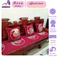 Thảm trải ghế sofa gỗ trang trí phòng khách cao cấp sang trọng , Bộ thảm trải trên ghế gỗ êm ái dày dặn chống trơn trượt
