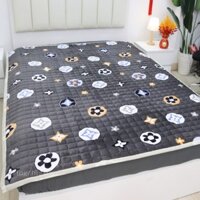 Thảm trải giường Yuki nỉ nhung mịn êm ấm áp size 1m2x2m 1m6x2m 1m8x2m 2m2x2m |chần bông tinh khiết 100%[Hoa xám]
