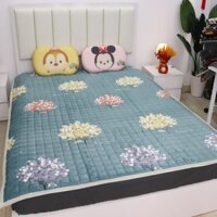 Thảm trải giường Yuki nỉ nhung mịn êm ấm áp size 1m2x2m 1m6x2m 1m8x2m 2m2x2m |chần bông tinh khiết 100%[Hoa xanh]