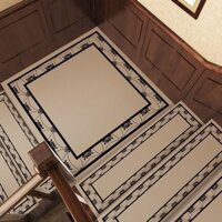 Thảm trải sàn cách âm dùng một lần có thể lau, thảm bước cầu thang kiểu Trung Quốc mới tùy chỉnh, thảm bước cầu thang chống trượt bậc gỗ nguyên khối gia dụng