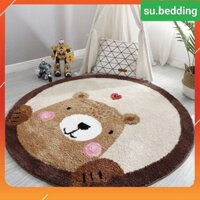 Thảm trải sàn lông cừu hình tròn đường kính 1m lông dày mềm mượt đế dệt chống trơn trượt
