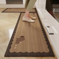 Thảm trải sàn nhà bếp giả vân gỗ thấm nước, chống trượt, chống dầu, có thể lau, không rửa được, bùn tảo cát chống bẩn