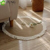 Thảm trải sàn tròn FUNG, Thảm dệt bằng tay bằng vải Cotton, Thảm trải sàn chống trượt phong cách tự nhiên Thảm trang trí nhà cửa