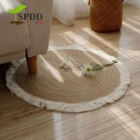 Thảm trải sàn tròn SPDD, Thảm dệt bằng tay bằng vải Cotton phong cách tự nhiên, Thảm trải sàn chống trượt phòng ngủ