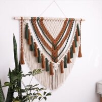 Thảm treo tường/tranh treo tường/rèm treo tường macrame phối màu trang trí 90x80cm