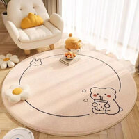 Thảm tròn phong cách kem hoạt hình giả cashmere bán chạy, thảm phòng khách, có thể giặt, thảm ban công miễn phí, thảm lót chân phòng ngủ