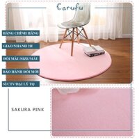 Thảm tròn trải sàn phòng khách 120cm màu Hồng Nhạt NHUNG nỉ cao cấp