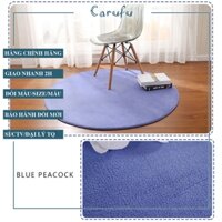 Thảm tròn trải sàn phòng khách 100cm màu Xanh Đậm NHUNG nỉ cao cấp