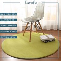 Thảm tròn trải sàn phòng khách 100cm màu Xanh lá NHUNG nỉ cao cấp