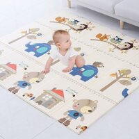 Thảm xốp cho bé gấp gọn tấm lót trải sàn 2 mặt chống thấm chống trơn hàn quốc phủ silicon 1m8 x 2m