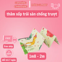 Thảm xốp cho bé gấp gọn tấm lót trải sàn 2 mặt chống thấm chống trơn hàn quốc phủ silicon 1m8 2m (họa tiết ngẫu nhiên)