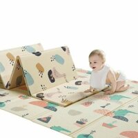 Thảm xốp cho bé gấp gọn tấm lót trải sàn 2 mặt chống thấm chống trơn hàn quốc phủ silicon 1m8 x 2m