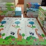 Thảm xốp gấp gọn cho bé 1m8x2m tấm lót trải sàn, chiếu xốp gấp gọn loại dày phủ silicon 2 mặt chống thấm, chống trơn trư