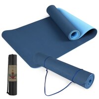 Thảm yoga 6mm 2 lớp TPE Tặng bao đựng Dây Buộc Thảm Chính Hãng Đủ Màu Sắc Đủ Độ Dày - Xanh dươngTúidây Buộc