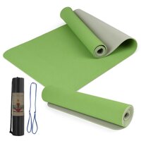 Thảm yoga 6mm 2 lớp TPE Tặng bao đựng Dây Buộc Thảm Chính Hãng Đủ Màu Sắc Đủ Độ Dày - Xanh LáTúiDây Buộc