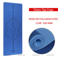 Thảm Yoga định tuyến 2 lớp 8 mm TPE  cao cấp Chống Trơn Trượt Và Không Thấm Mồ Hôi (Tặng kèm túi đựng + Dây buộc).