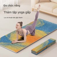 Thảm yoga in hoa cao cấp thảm lót sàn nhà TPE cầm tay có thể gấp lại thảm tập thể dục chuyên nghiệp chống trơn trượt