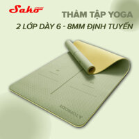 Thảm Yoga Tập Gym Định Tuyến 2 lớp 6 - 8 mm cao cấp, gấp gọn, du lịch tiện lợi SAKO SPORT - Hàng mới về