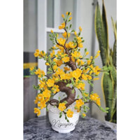 💥Thân Cây Làm Sẵn 💥 Set Tự Làm Cây Hoa Đào Hoa Mai Bằng Kẽm Nhung Đã Bao Gồm Thân Làm Sẵn , Tặng Đèn Led 2M