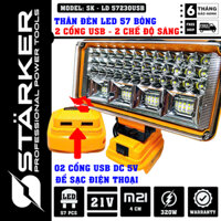 Thân Đèn led Starker 57 bóng 230w, 2 cổng usb 5v sạc điện thoại, dùng pin chân phổ thông M21 4 cm