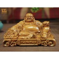 [Thản Đồ Gỗ] Tượng Phật Di Lạc Ngồi Vạn Sự Như Ý Gỗ Bách Xanh