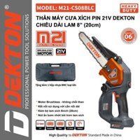 Thân Máy cưa xích pin 21V DEKTON M21-CS08BLC lam 8inch - motor brushless - chân pin makita phổ thông ( chưa pin sạc )