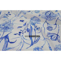 Thân thiện với da Mềm Xanh Trắng Sứ Xanh Vải Lanh In Hình Bướm Váy Hoa Tình Yêu Sườn Xám Thiết Kế Vải Lanh Cotton