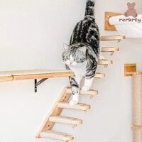 Thang bậc thang thang cho mèo ERBRTY, Kệ leo núi cho mèo tiết kiệm không gian đảo ngược, Đồ chơi treo tường cho mèo bằng gỗ nguyên khối với dây Sisal Cấu trúc leo núi cho mèo trong nhà