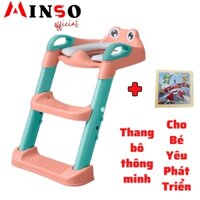 Thang bô vệ sinh cho trẻ, nắp bồn cầu có thang, nắp thu nhỏ bồn cầu cho bé đi vệ sinh - Minso