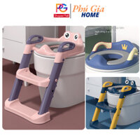 Thang bô vệ sinh có nắp thu nhỏ bồn cầu gấp gọn tiện lợi dùng cho bé trai và bé gái có sẵn tay vịn
