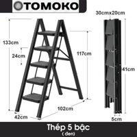 Thang full thép carbon TOMOKO thang gấp gia đình 5 bậc gấp gọn đa chức năng sơn tĩnh điện cao cấp