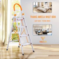 Thang Gấp Ameca Nhật Bản, Thang Inox 3-7 Bậc Thiết Kế Thông Minh Gấp Gọn Trong 5 giây, Chất Liệu Inox 304 MS: AMECA