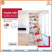 Thang gấp gia đình Xuân Hòa gấp mở nhẹ nhàng và cơ cấu ke chống lật - 3 bậcR620xS450xC1100mm