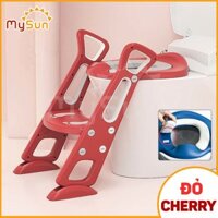 Thang ghế bô nắp bệ thu nhỏ bồn cầu vệ sinh Toilet chống trượt an toàn cho bé MySun - Đỏ Chery đệm mềm