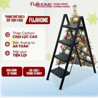 Thang ghê gấp gọn 4 bậc thép Carbon Nhập Khẩu FUJIHOME, Thang chữ A xếp gọn thắp hương gia đình đa năng chịu lực