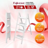 Thang ghế gấp gọn nhập khẩu FUJIHOME SL104W chất liệu thép carbon, chịu tải 150kg - Bậc thang bản to