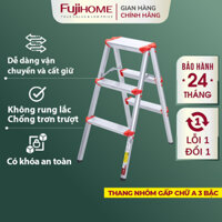 Thang ghế nhôm xếp gọn 3 bậc chữ A FUJIHOME Nhập Khẩu step stool ladder
