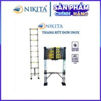 Thang inox rút đơn Nikita, đế cao su chống trượt, xếp gọn 2,6m - 5,9m - tải trọng cao đến 150kg