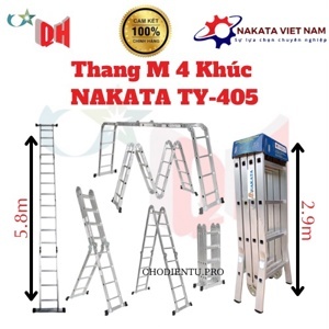 Thang nhôm gấp 4 đoạn đa năng Nakata TY-405, 5.8m