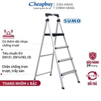 Thang nhôm ghế 3 -4 bậc cao 1,5M tay vịn Sumo Thái Lan nhập khẩu, thang ghế xếp gọn gia đình đa năng siêu nhẹ chính hãng