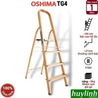 Thang nhôm ghế 4 bậc Oshima TG4 - Bậc cao nhất 84cm - Sơn tĩnh điện vân gỗ