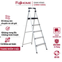 Thang nhôm ghế 5 bậc 1,5m tay vịn gấp gọn Sumo nhập khẩu, thang chữ A xếp gọn chính hãng