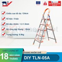 Thang nhôm ghế 5 bậc DIY TLN-05A bản bậc rộng, chiều cao sử dụng tối đa 120cm