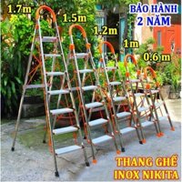 Thang nhôm ghế INOX tay vịn Nikita 3,4,5,6,7 bậc (chiều cao từ 0.7m đến 1.7m) CAM KẾT HÀNG CHÍNH HÃNG